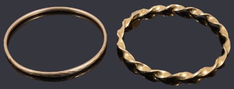 Two 9ct gold hollow bangles