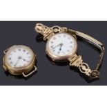 Two 9ct gold watch cases