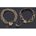 Two 9ct gold gate link bracelets