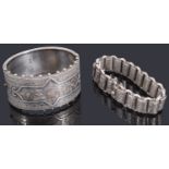 A Victorian silver panel bracelet and Victorian silver bangle