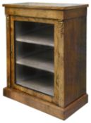 A small Victorian figured walnut glazed pier cabinet