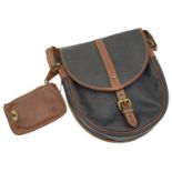 A vintage Mulberry navy scotchgrain and leather crossbody handbag,