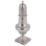 A George III silver ogee baluster form caster