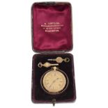 A Continental gold ladies open faced fob watch,