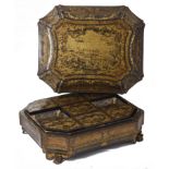 An early 19th century large Chinese export gilt and black lacquer games box c.1820