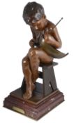 Emmanuel Villanis (French 1858-1914) a bronze figure of a boy entitled '"Enfant du Pecheur"