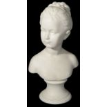 20th c French Sevres style biscuit porcelain bust of a Louise Brongniart after Jean-Antoine Houdon