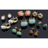 Eight assorted gem set earrings