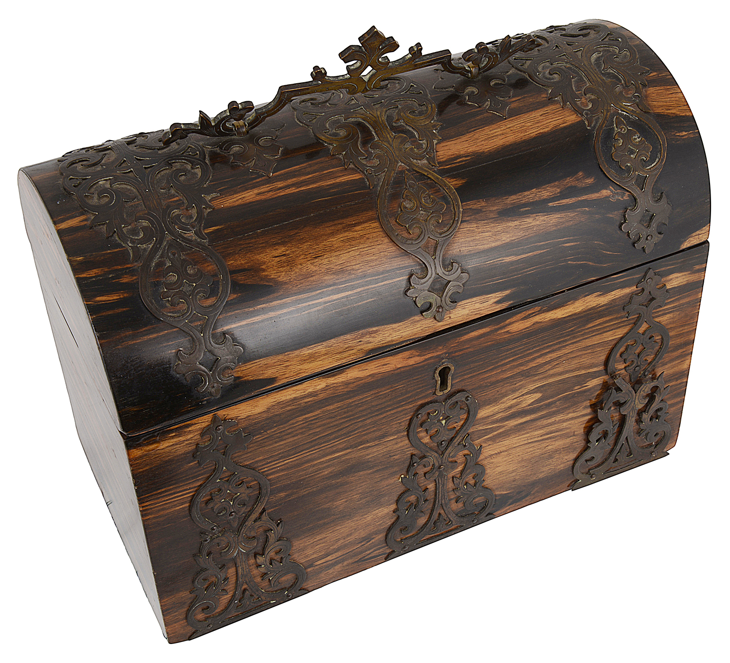 A Victorian domed coromandel stationery box