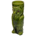 A late 19th century Bretby pottery majolica stick stand modelled as an owl