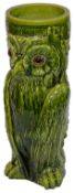 A late 19th century Bretby pottery majolica stick stand modelled as an owl