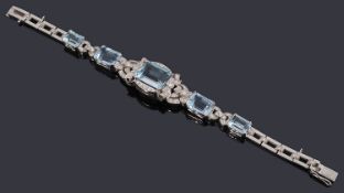 An aquamarine and diamond bracelet circa 1940s