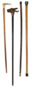 Four assorted 19th century walking canes