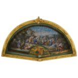 'The Gathering of Manna': An early to mid 18th century painted ivory double sided fan
