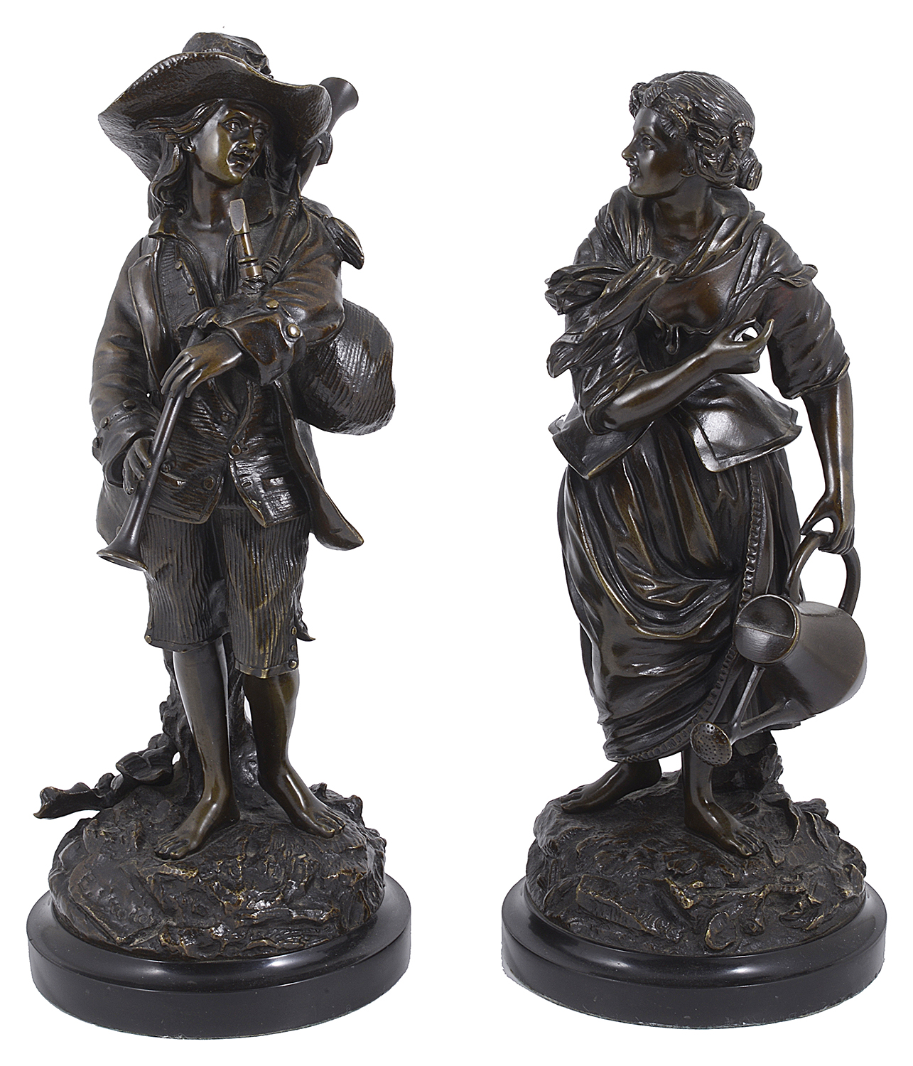 A pair of late 19th century French bronze figures