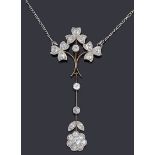 A beautiful Edwardian diamond pendant necklace