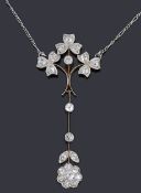 A beautiful Edwardian diamond pendant necklace
