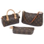 Three Louis Vuitton pouches in the classic monogrammed canvas