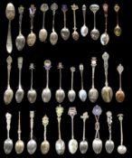 A collection of mostly silver British and foreign souvenir and other spoons