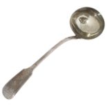 An early Victorian silver fiddle pattern soup ladle