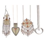 Three assorted silver Turkmen yomud pendants