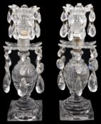 A pair of George III cut glass table lustre candlesticks c.1800