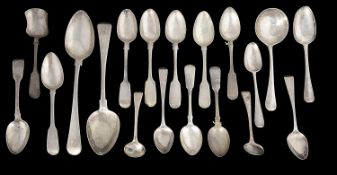 A collection of George III and later silver flatware