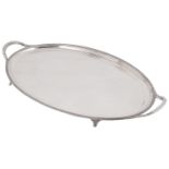 A George V silver twin handled oval tray