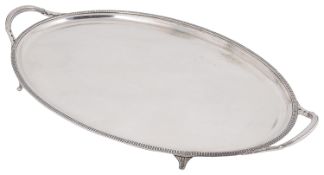 A George V silver twin handled oval tray