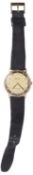 A gentleman's 9ct gold Accurist mechanical strap watch,