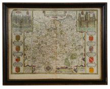 John Speede & John Norden, A 17th century double sided Map of Surrey