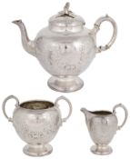 A Victorian matched silver three piece tea service