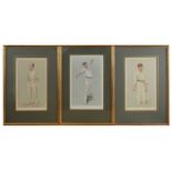 A collection of seven Vanity Fair lithograph caricatures of crickets