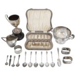 A mixed collection of Victorian and later silver