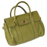 A Mulberry Bayswater green natural oak grain leather handbag,
