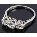 A three stone diamond ring