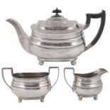 A George V silver three piece tea service
