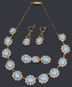 A charming Victorian gilt metal paste stone necklace suite