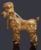 A sweet Italian gold gem set poodle brooch