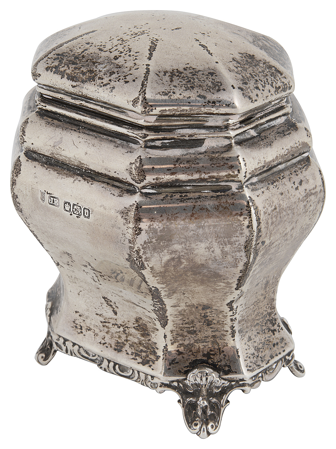 A George V silver tea caddy