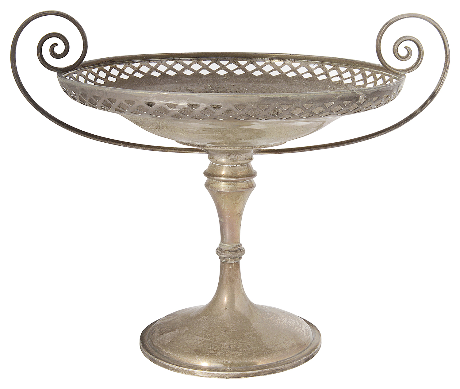 An Edwardian silver twin handled pedestal dish or comport