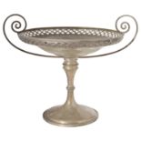 An Edwardian silver twin handled pedestal dish or comport