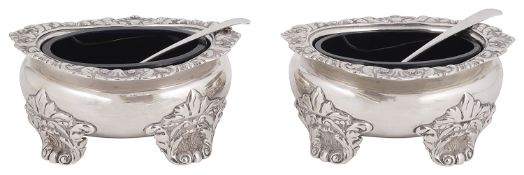 A pair of late Victorian silver salts