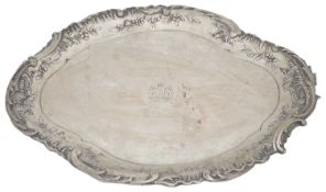 An Austrian silver tray, mark of J.C.Klinkosch, Vienna circa 1870, with central coat of arms