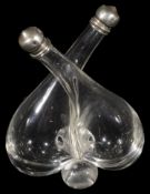 A George V silver mounted glass oil and vinegar