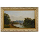 English school 'View of Henley bridge' 19th century unsigned, oil on board, framed
