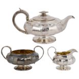 A George IV silver three piece tea service