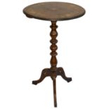 A Victorian rosewood and satinwood marquetry inlaid tripod occasional table
