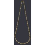 A gold graduated fancy link chain necklace with box clasp