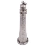 An unusual Victorian Sampson Mordan & Co. novelty silver pencil in the form of a lighthouse